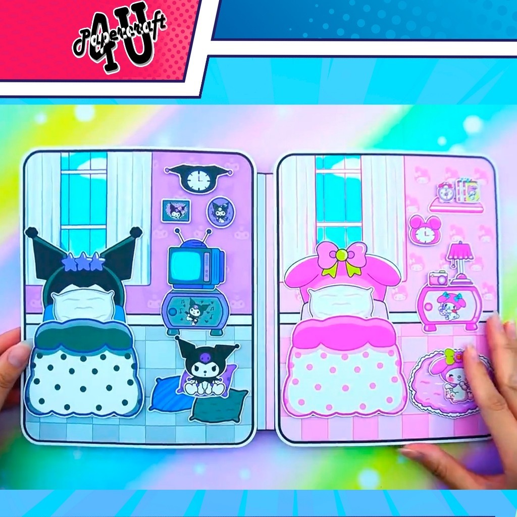 ĐỒ CHƠI NGÔI NHÀ BÚP BÊ GIẤY CẮT THỦ CÔNG DIY - TOCA LIFE WORLD -  MẪU DB02 - KUROMI VÀ MELODY