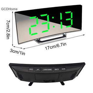 Gcdhome 7 Inch Đồng Hồ Báo Thức Kỹ Thuật Số Cong Có Thể Điều Chỉnh Độ Sáng Led Điện Tử Kỹ Thuật Số Đồng Hồ Để Bàn Số Lớn HOT