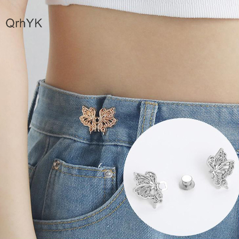 Thời Trang Nhà Máy Thời Trang Cánh Bướm Quần Nút Thắt Lưng Kẹp Có Thể Điều Chỉnh Khóa Quần Jean Có Thể Tháo Rời Khóa Pin Phụ Kiện Quần Áo QrhYK