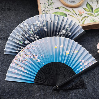 Gcdhome Phong Cách Vintage Lụa Gấp Quạt Trung Quốc Nhật Bản Họa Tiết Nghệ Thuật Thủ Công Quà Tặng Trang Trí Nhà Cửa Đồ Trang Trí Khiêu Vũ Tay Quạt HOT