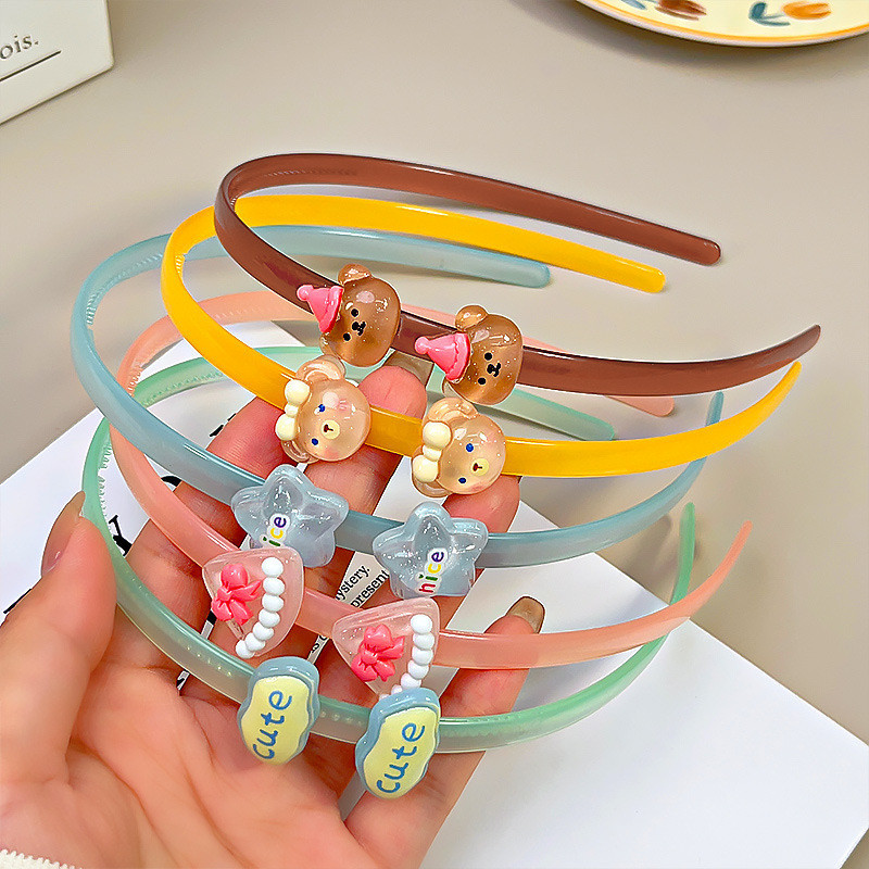 Yunyuan băng đô tóc nữ gấu trúc hoạt hình acrylic màu thạch mùa hè, chống trượt, phụ kiện tóc