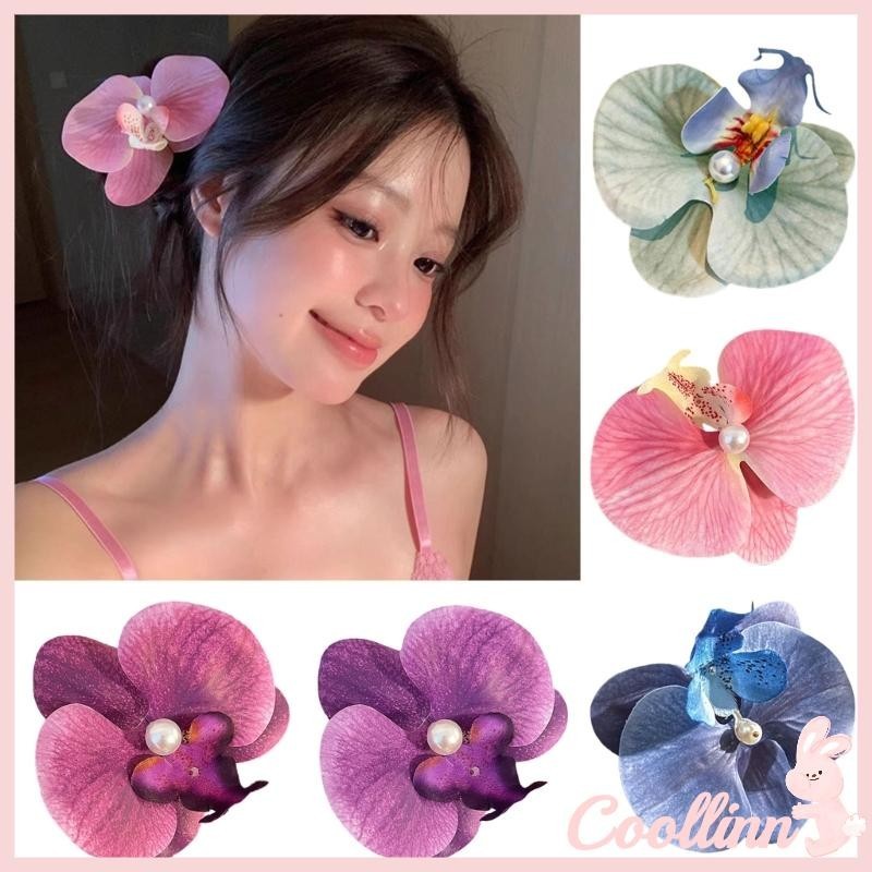 Coo Hàn Quốc Phalaenopsis Hoa Kẹp Tóc Lớn Hoa Ngọt Ngào Tóc Barrettes Cho Nữ Bé Gái Tiệc Cưới Headw