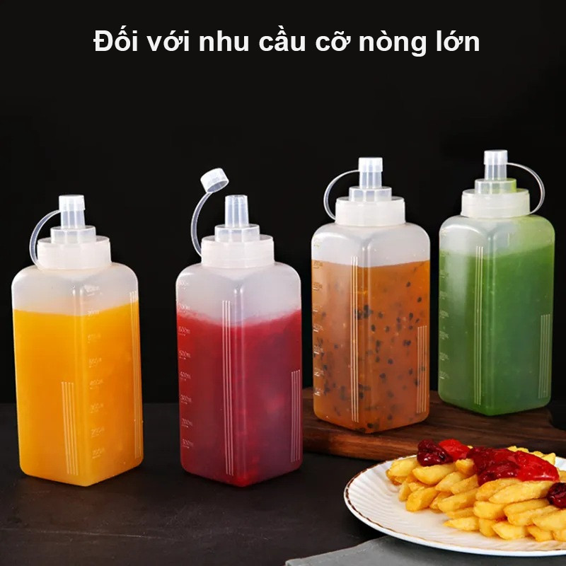 【800/1000ml】Chai nhựa đựng sốt/mứt có nắp，Chai mứt đường kính lớn ，Chai bóp nhựa，chai mứt cấp thực phẩm