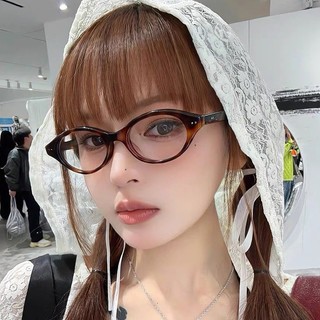 Kính khung hình bầu dục nhỏ - Kính mắt trang trí mặt - Kính mắt không trang điểm hàng ngày - Y2K, Retro, Thời trang - Chống ánh sáng xanh, Bảo vệ mắt - Kính mắt trơn