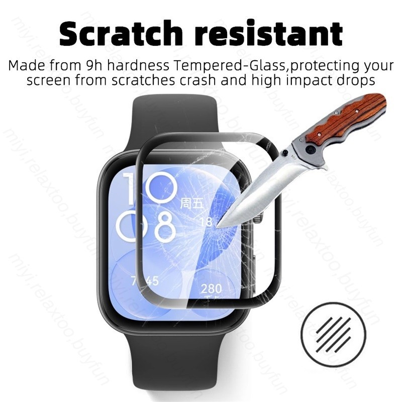 Huawei WatchFit WatchFitElegant WatchFitMini 3 Cái 9D HD Phim Kính Cường Lực Cạnh Đen Cho Huawei Watch Fit 2 3 Thanh Lịch Mini Chống Trầy Xước Chống Ánh Sáng Xanh Bảo Vệ Màn Hình Đồng Hồ
