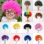 DARON Người hâm mộ bóng đá Tóc giả, Tóc giả tổng hợp Cầu vồng Afro Xoăn Chú hề Tóc giả, Trang trí vũ trường Hiệu suất Chú hề Đạo cụ gợn sóng Halloween Cosplay Tóc Giáng sinh