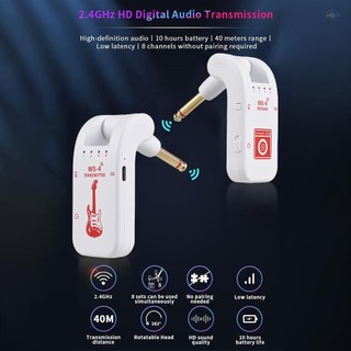 Hilivn) Hệ thống đàn Guitar không dây 2.4G Bộ thu phát đàn Guitar có thể sạc lại cho đàn Guitar điện Bass Dụng cụ gió điện Cắm và chạy 48K / 16bit Truyền thời gian thực 2