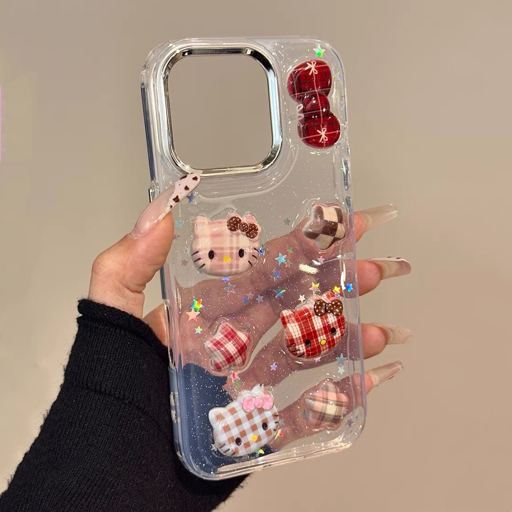 Ốp điện thoại nhựa hình mèo con lập thể cho iPhone 17 Pro Max 16 Plus 15 14 13 12 11 Vỏ bảo vệ chống sốc