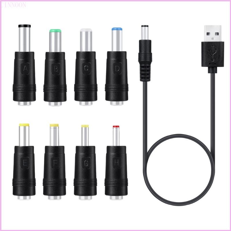 Cinna 8 trong 1 5V USB sang DC 5 5x2 1mm Cắm Dây Sạc Cho Quạt Loa Router LED