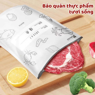 Túi Zip Đựng Thực Phẩm Nhôm Titan Túi Zip Đựng Thực Phẩm Tươi Sống Có Khóa Kéo Tag Ghi Chú Tái Sử Dụng NGÓI HOME - DTP01