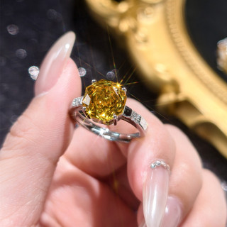 Châu Âu Mỹ ins Phong Cách Mới Kim Cương Vàng Zircon Hình Bát Giác Hoa Hồng Cắt Phù Hợp Với Nữ