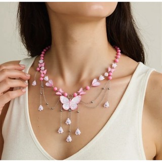[Bo Ye] Vòng Cổ Nữ Trang Sức Cô Gái Nóng Đính Hạt Trái Tim Giả Ngọc Trai Bướm choker Niche y2k Dòng Chảy Vòng Cổ