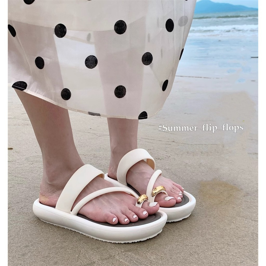 Xixitiao Dép Nữ Pháp Flip-Flops Thời Trang Đi Biển Chống Trơn Trượt Đáy Phẳng