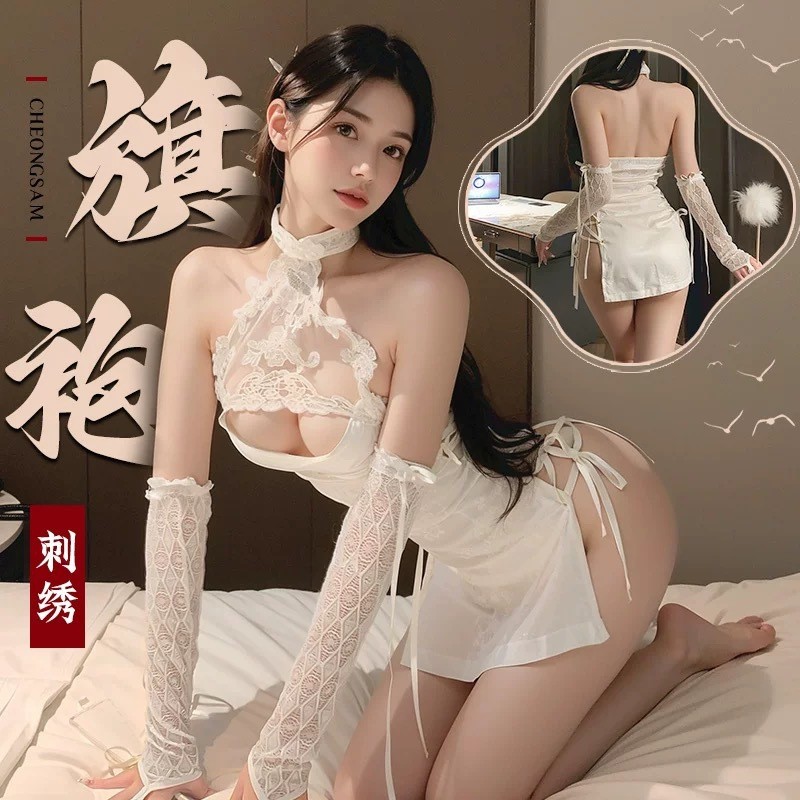 Đồ lót sexy, sườn xám thêu phong cách cổ, áo choàng hẹn hò trêu chọc, đồng phục cám dỗ