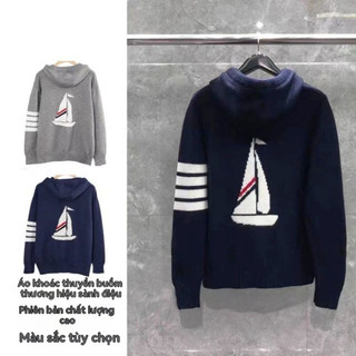 Áo khoác dệt kim có mũ trùm đầu phía sau Sailing Bốn thanh Áo nỉ thông thường Cặp đôi phù hợp