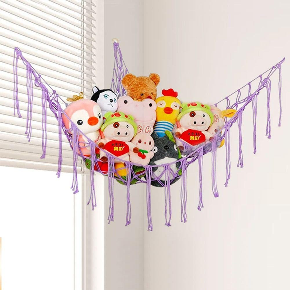 SEYAWSON Treo Lưu Trữ Tổ Chức, Võng Đồ Chơi Dây Cotton Dệt, Tua Rua Góc Tường Lưới Nhồi Bông Võng