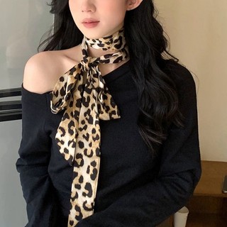 Khăn quàng cổ in họa tiết da báo Americana 100x4cm Polyester nhẹ, Phụ kiện thời trang đa năng dành cho nữ - Băng đô quấn dây đai tạo kiểu tóc mềm mại Cảm ứng mượt mà