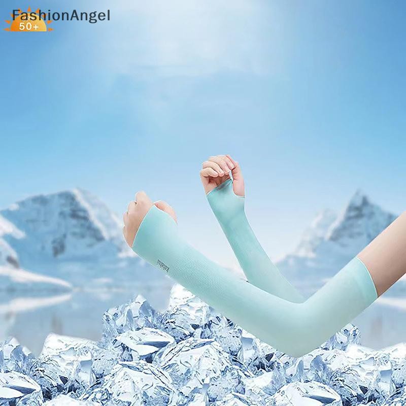 Fashionangel UV Năng Lượng Mặt Trời Tay Nữ Nam Đi Xe Đạp Găng Tay Ngón Mát Muff Mùa Hè Ice Silk Co Giãn Cánh Tay Lái Xe Chống Nắng Tay VN