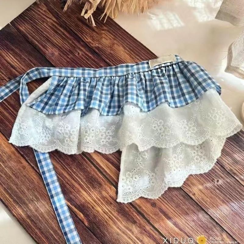 Bé Gái Ngọt Ngào Ren Lớp Rèm Đánh Hơi Mùa Hè Màu Xanh Khâu Xếp Ly Váy Bánh