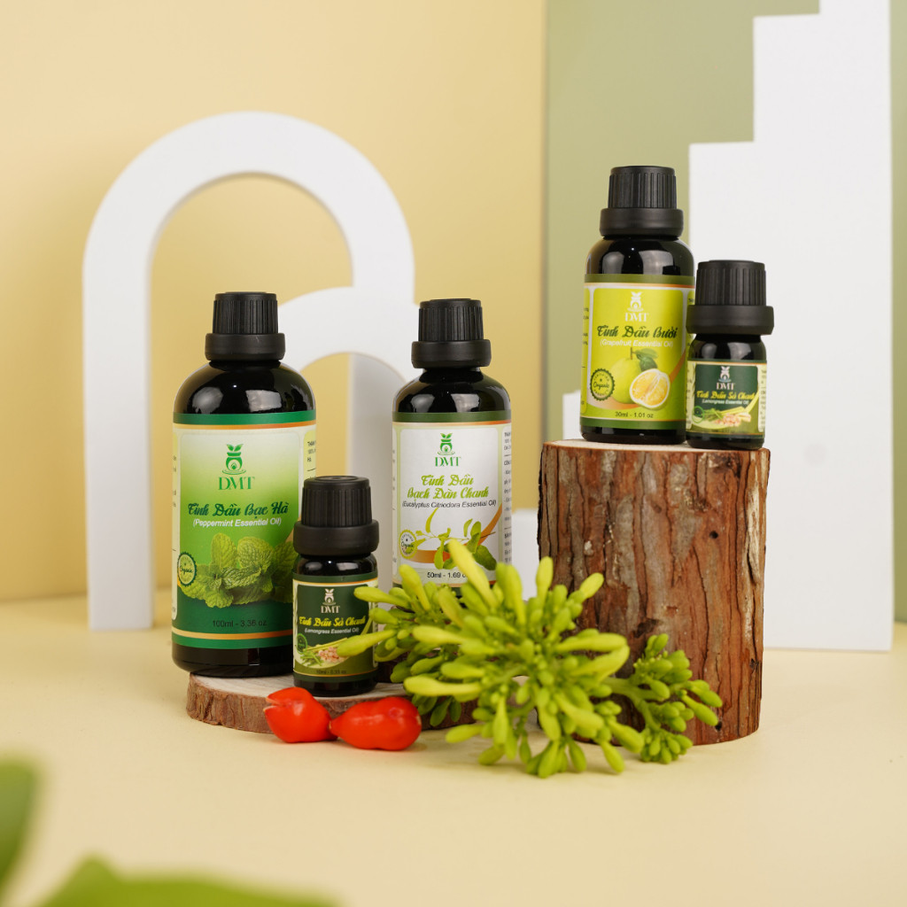 Tinh dầu xông thơm phòng 50ml DMT - Tinh dầu thiên nhiên 12 mùi sả chanh, quế, bưởi, bạc hà, cafe