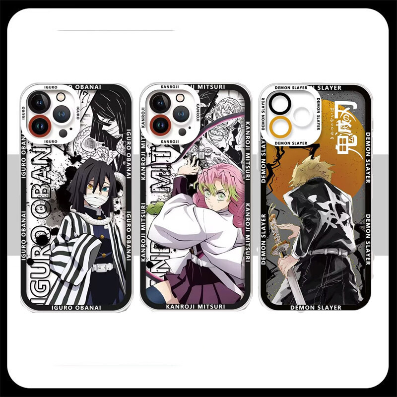 Anime Demon Slayer Iguro Obanai Kanroji Mitsuri Ốp Điện Thoại Mềm Trong Suốt Tương Thích Cho iPhone 11 12 13 14 15 Pro Max PLUS Mini XR X XS Max 8 7 6 6S PLUS Phim Hoạt Hình
