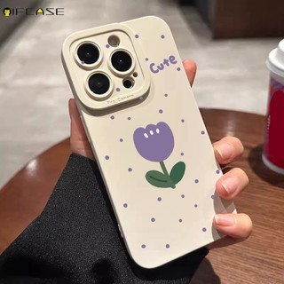 Dành Cho OPPO Reno 14 13 Pro 14F 13F F A5 2025 Find X9 X8 Pro Ultra X8s + Ốp Điện Thoại Hoa Tím Dễ Thương Nhãn Hoa Tình Yêu Chấm Bi Màu Trắng Mờ Vỏ Đơn Giản Ốp Lưng