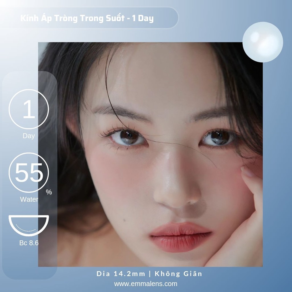 Lens Trong Suốt 1 ngày MPC Silicon Hydrogel Cấp Ẩm | Kính Áp Tròng 1 Day 24h Siêu Ẩm | Emma Lens