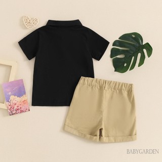 Baga-1-5 Tuổi Trẻ Em Bé Trai Mùa Hè 2 Bộ Áo Sơ Mi Tay Ngắn + Và Quần Short Màu Trơn Quần Áo Cho Bé