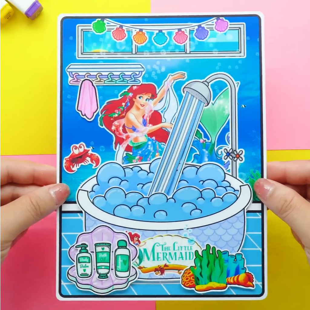 Đồ chơi giấy tocaboca ngôi nhà nàng tiên cá bóc dán thông minh đồ chơi cho bé gái đồ chơi kuromi cô tiên xanh
