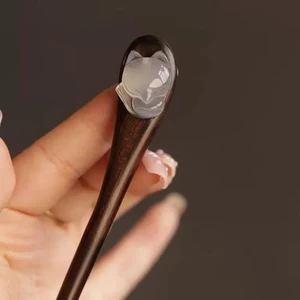 Kẹp tóc bằng gỗ cáo nhỏ dễ thương đầu sườn xám phụ kiện