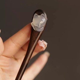 Kẹp tóc bằng gỗ cáo nhỏ dễ thương đầu sườn xám phụ kiện