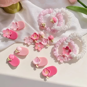 Màu Hồng Dễ Thương Bên Tóc Nơ bb Kẹp Cô Gái Trái Tim Nổ Kẹp Trán Gãy Mũ Đội Đầu Kẹp Tóc