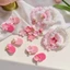 Màu Hồng Dễ Thương Bên Tóc Nơ bb Kẹp Cô Gái Trái Tim Nổ Kẹp Trán Gãy Mũ Đội Đầu Kẹp Tóc