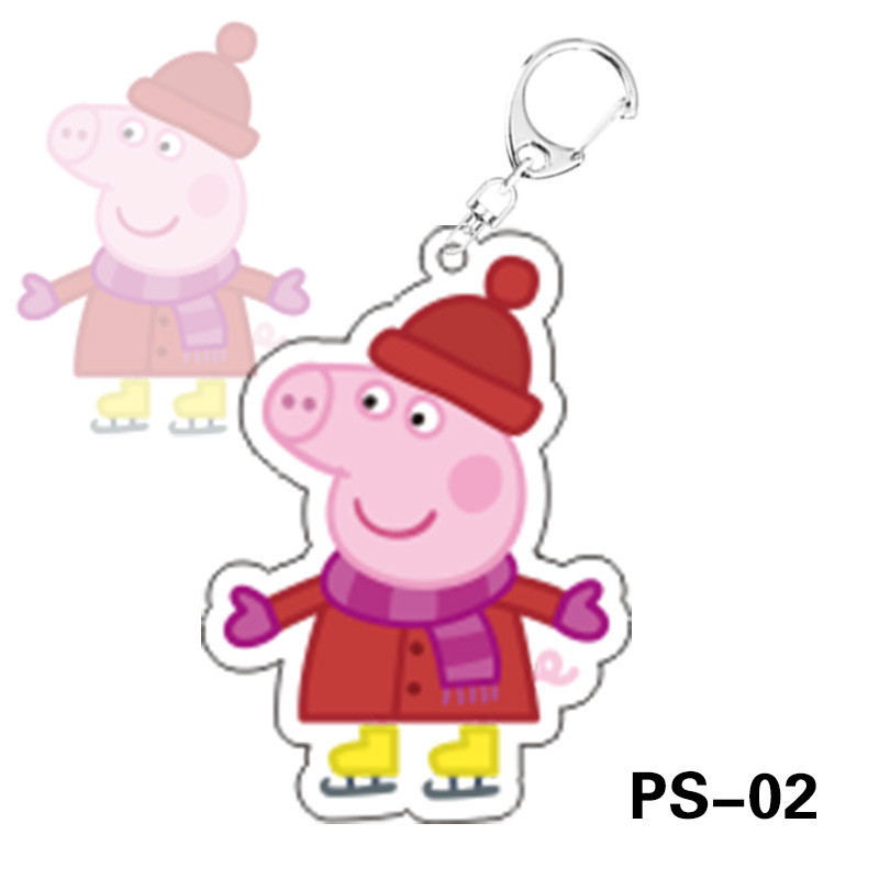 Peppa Pig Acrylic Hoạt Hình Hoạt Hình Móc Khóa Học Sinh Mặt Dây Chuyền Trang Trí Trò Chơi Ngoại Vi