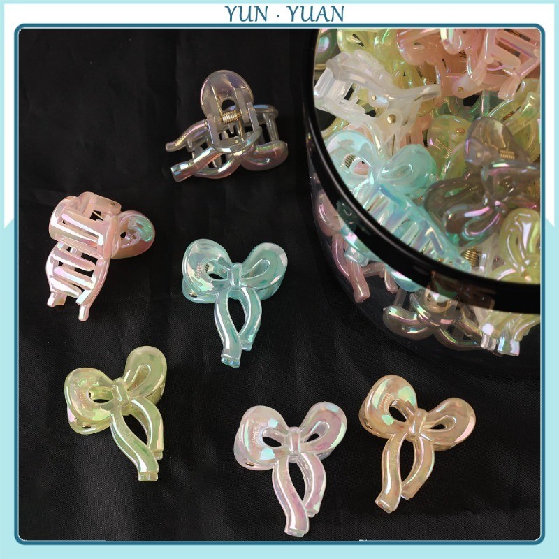 [Yunyuan] Kẹp tóc nơ nhỏ mạ điện màu AB Phụ kiện tóc ngọt ngào Chất liệu gương công chúa dễ thương Đầu lấy kẹp nhỏ