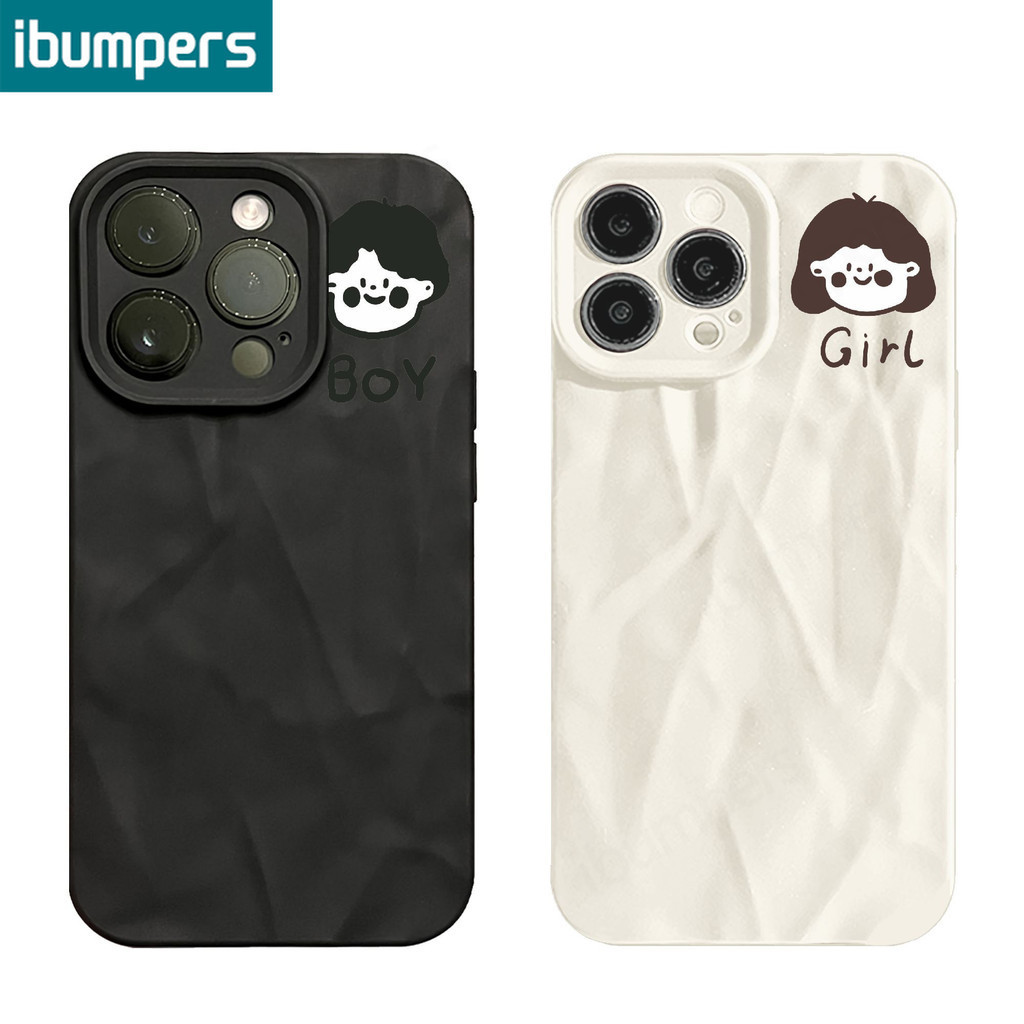 ibumpers ốp lưng Iphone hàn quốc đơn giản cute couple ốp điện thoại mỏng silicone mềm chống bẩn chống sốc cho iphone 15 14 12 13 11 pro max ip 7 8 plus iphon x xs xr xs max
