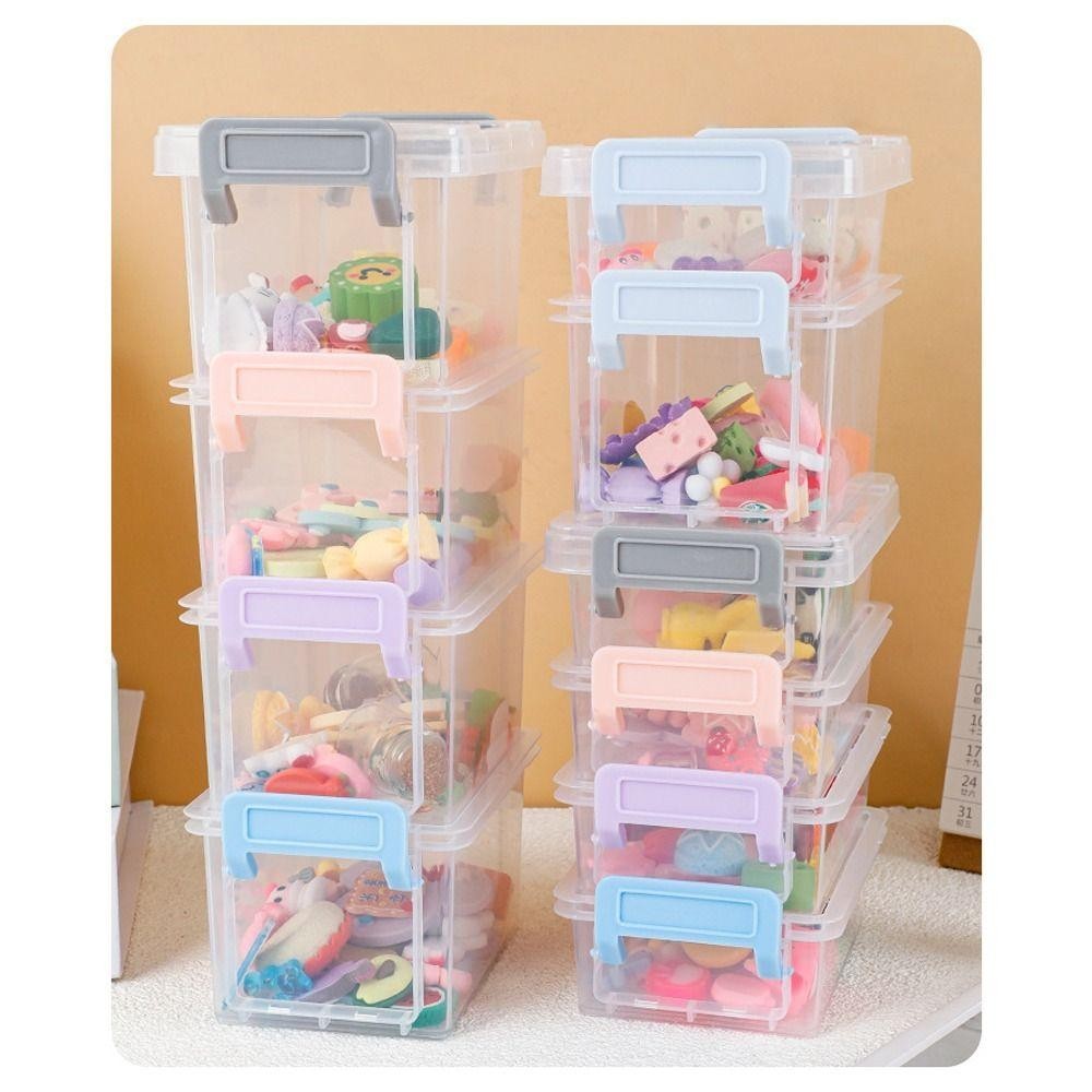 Kho lưu trữ trang sức CHEESELY, Hộp lưu trữ Mini trong suốt nhiều lớp, Khóa ma thuật bằng nhựa đa chức năng để bàn Đồ lặt vặt sắp xếp nhà bếp