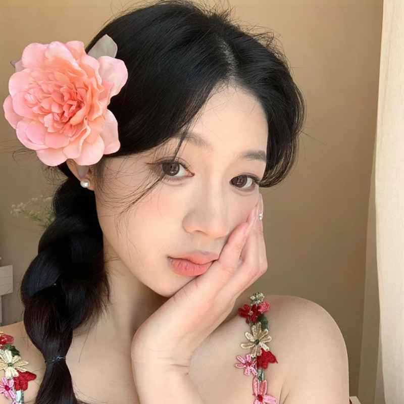 Kẹp Tóc Hoa Mẫu Đơn Nữ - Kẹp Tóc Phong Cách Hàn Quốc Bé Gái - Retro, Thời Trang, Ngọt Ngào, Thanh Lịch - Kỳ Nghỉ Bên Nổ Barrettes - Kẹp Mỏ Vịt - Phụ Kiện Tóc Phổ Biến