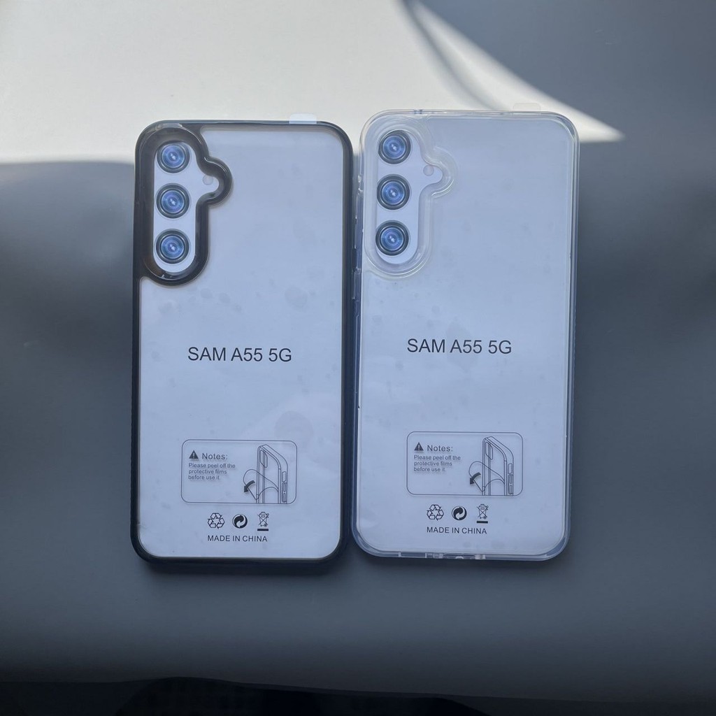 Ốp Điện Thoại Acrylic Cứng Cho Samsung A55 A35 A54 A53 A52 A05 A05S A12 A13 A14 A15 A22 A23 A24 A25 A32 A34 A73 A04E S24 Ốp Điện Thoại Dày Chống Sốc Màu Đen Trong Suốt
