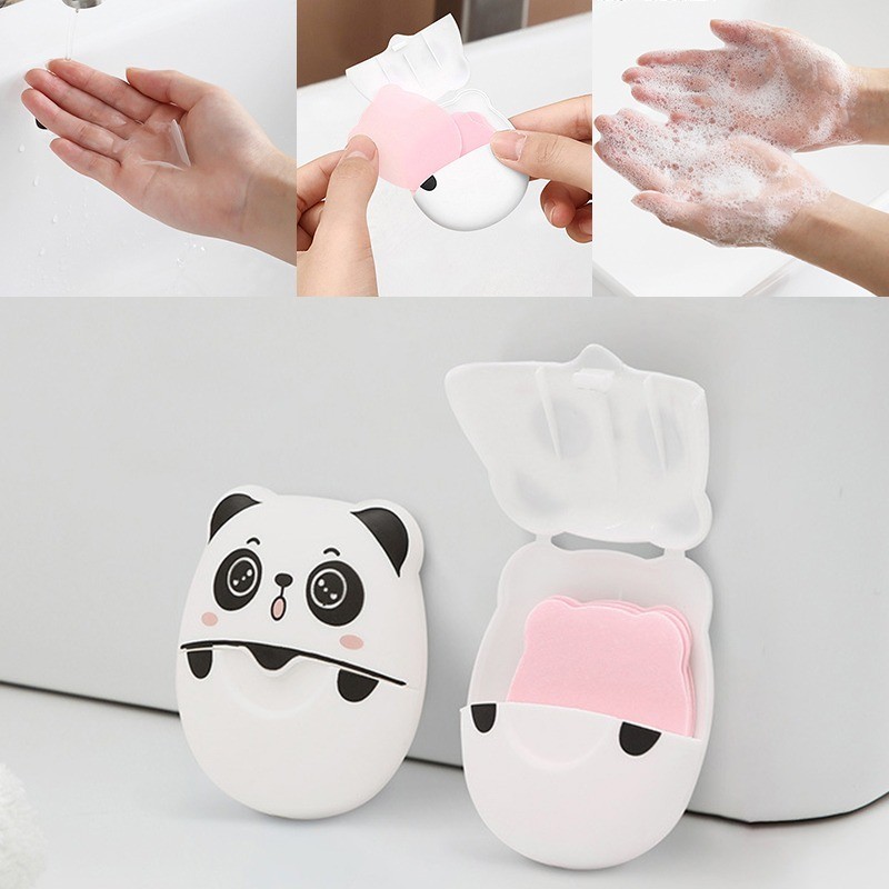 [Đặc sắc] Xà phòng Panda - Xà phòng vệ sinh du lịch - Di động, dùng một lần, Mini, Rich Foam - Tấm xà phòng làm sạch - Giấy rửa tay - Đồ vệ sinh ngoài trời