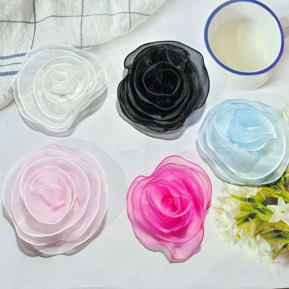 Trâm cài hoa hồng MERIGGIARE, Trâm cài ghim sợi nhiều lớp DIY, may vá thời trang đính quần áo thủ công Trang trí váy Organza Trâm cài hoa nhiều lớp dành cho nữ