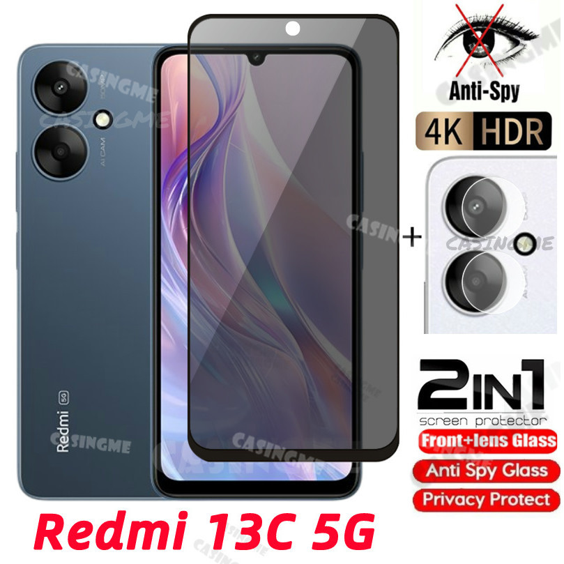 Redmi 13C 5G 2024 Kính cường lực riêng tư Chống gián điệp Full Cover Bảo vệ màn hình Chống Peek Phim riêng tư cho Redmi 13C Redmi13C 13 C C C13 4G 5G 2024 Phim bảo mật chống Peek