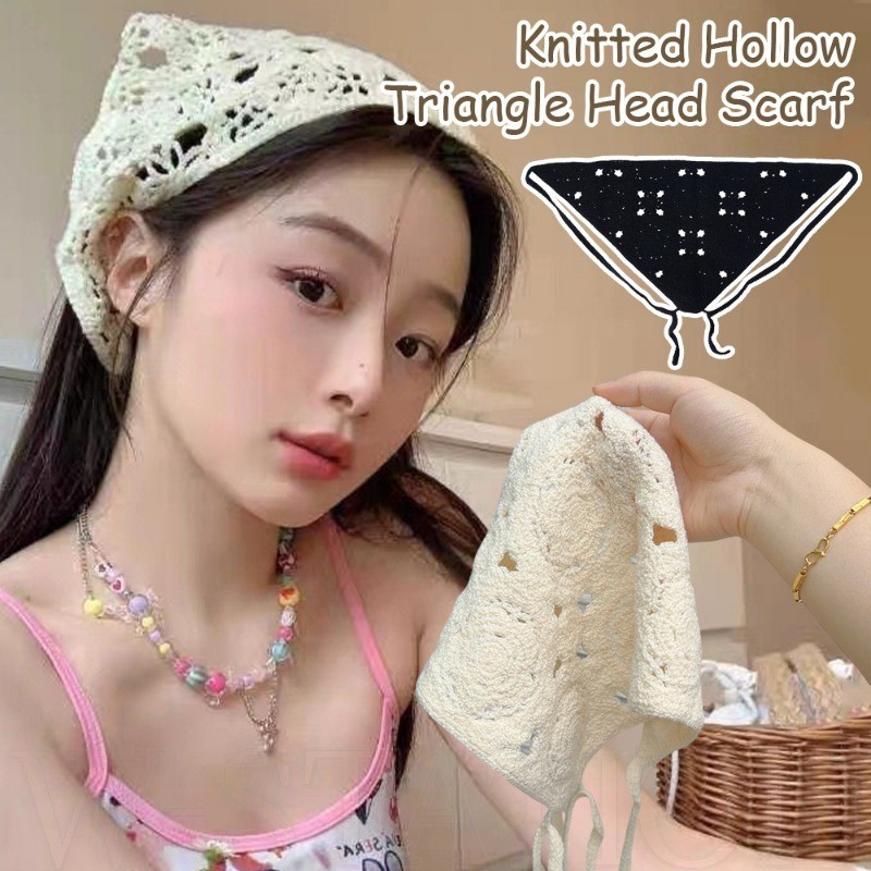 Khăn quàng cổ tam giác dệt kim rỗng dành cho nữ - Băng đô phong cách mục vụ - Xuân hè Thời trang Pháp ngọt ngào - Ảnh du lịch Turban Bandana - Phụ kiện tóc phổ biến
