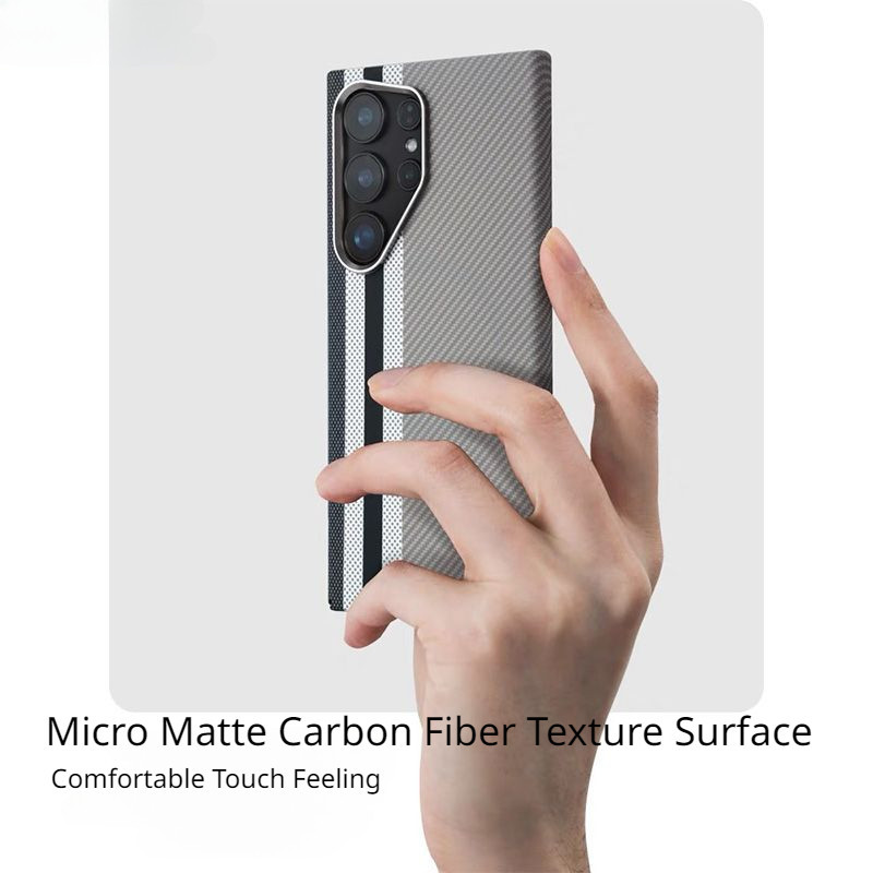 Ốp điện thoại từ tính mỏng sang trọng họa tiết sợi Carbon cho Samsung S26/S25/S24/S24+/S23/S23 Plus/S23 Ultra