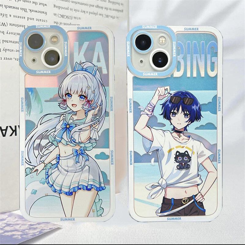 Genshin Impact Ganyu Wanderer Furina Yae Miko Ốp Điện Thoại Tương Thích Cho iPhone 11 12 13 14 15 Pro Max 14 15 Plus Vỏ Hoạt Hình Mắt Thiên Thần TPU Chống Rơi Vỏ Mềm Chống Sốc