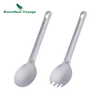 Boundless Voyage Thìa Titan & Spork Cắm Trại Bộ Đồ Ăn Ngoài Trời Flatware Có Túi Bảo Quản Dụng Cụ Nấu Ăn Cho Nhà Bếp