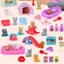 MONOSTYLE Puppy Giả vờ chơi đồ chơi, Bộ búp bê chó Đồ chơi trẻ em Đồ chơi giỏ thú cưng cho chó, Cảm giác thị giác Đồ chơi chơi cảnh động vật Mini dễ thương