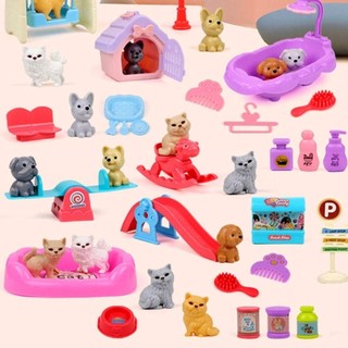 Đồ chơi giỏ thú cưng cho chó HABITATCO, đồ chơi giả vờ chó con mini, bộ búp bê động vật cảm giác, đồ chơi cảnh