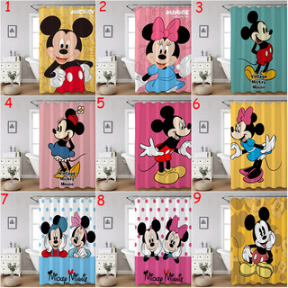 Hoạt Hình Chuột Mickey Và Chuột Minnie Màn Tắm Phòng Tắm Trang Trí Polyester Chống Thấm Nước Màn Tắm Vải Trang Trí Phòng Tắm Bộ Có Móc