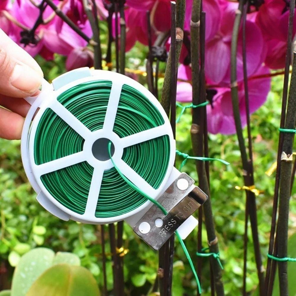 Awngd Dây sắt bó cây 20/30/50/100M, dây cáp buộc xoắn đa chức năng tái sử dụng, dây leo cây tự cắt
